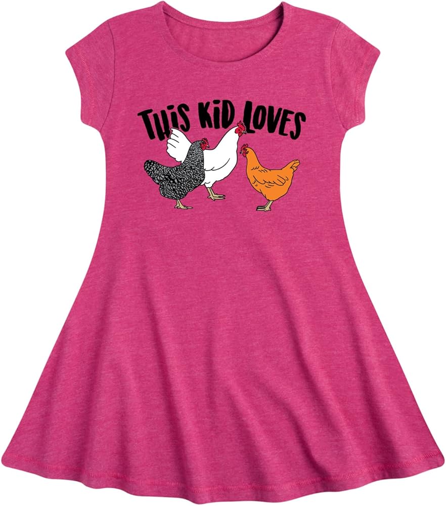 Instant Message - This Kid Loves Chickens - Toddler & Youth Girls Fit & Flare Dress