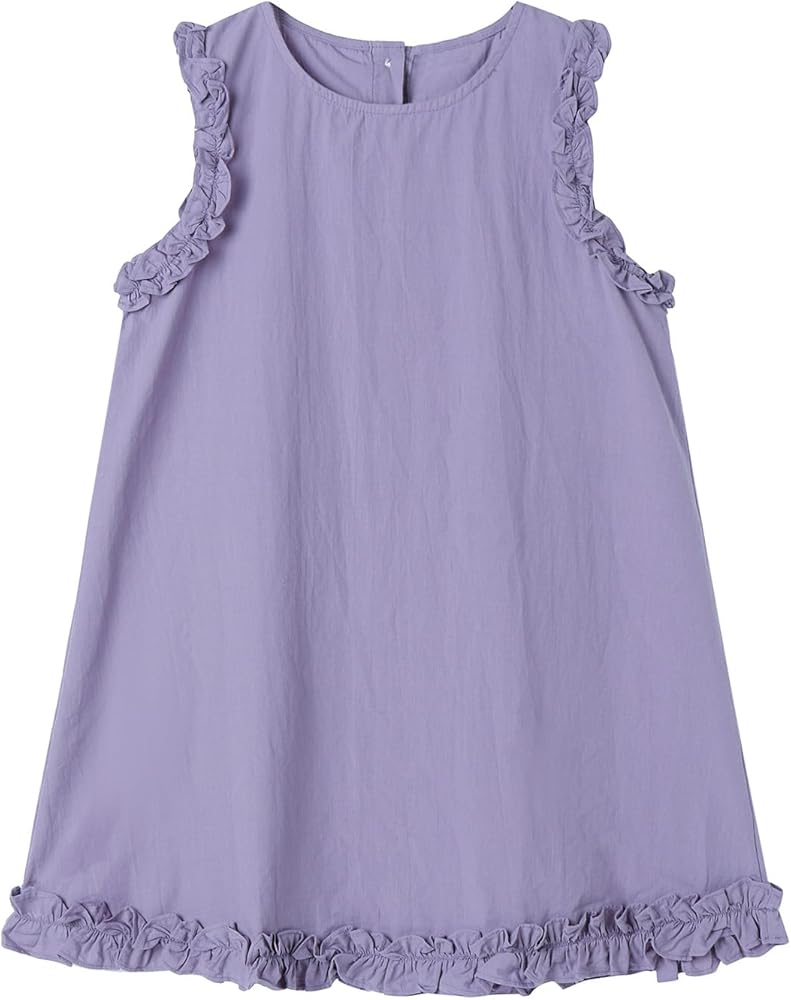 LittleSpring Girls Summer Ruffle Tank Dress Sleeveless A-Line Sundress