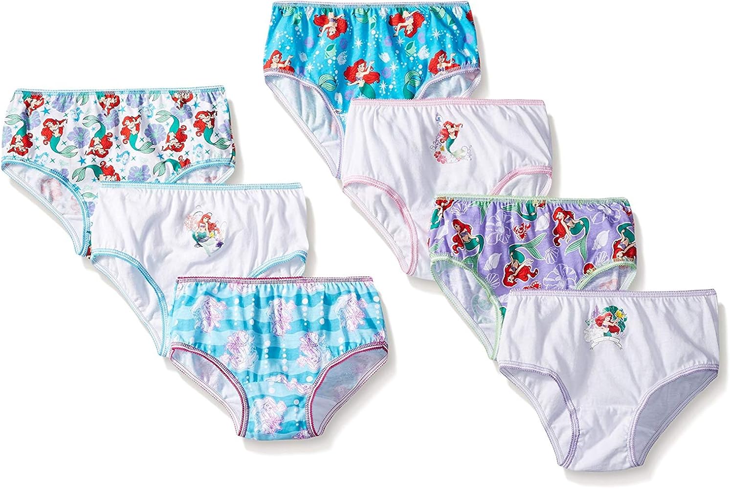 Disney Girls Princess Panty Multipacks With Favorites Cinderella, Belle, Ariel and more in Sizes 2/3T, 4T, 4, 6, 8