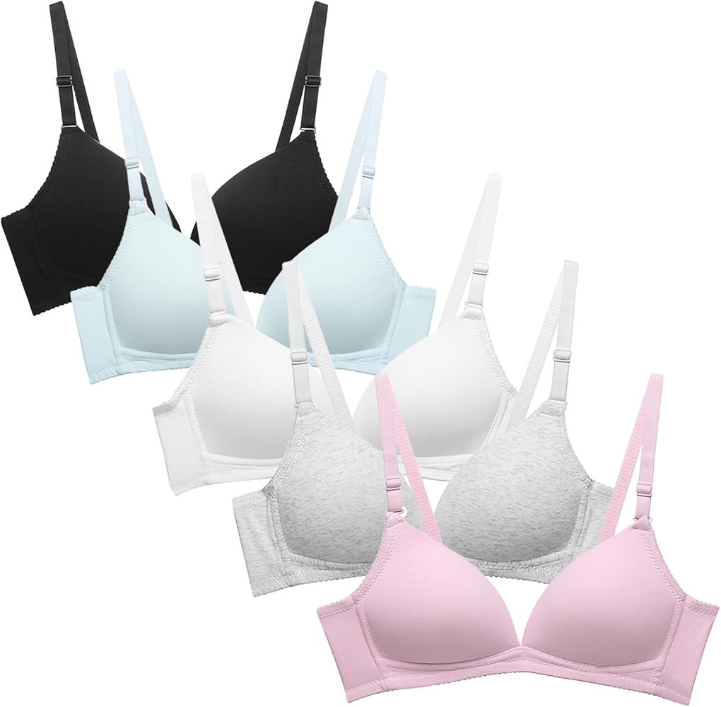 Girls Bras Lightly Padded Cup Bras for Teens Seamless Wireless Training Bra Comfort Cotton Sports Bralette