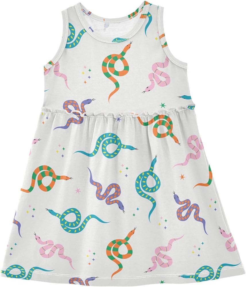 Ollabaky Girls Sleeveless Dress Casual Tank Play Dress Summer Sundress for Toddler Little Girl 2-8T