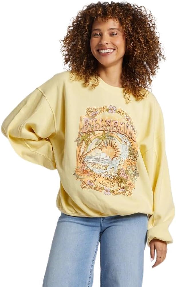 Billabong Aloha Kendal Sweatshirt - Pure 80% Cotton And 20% Polyester Material - Casual Long Sleeve Pullover Tops Sweatshirt