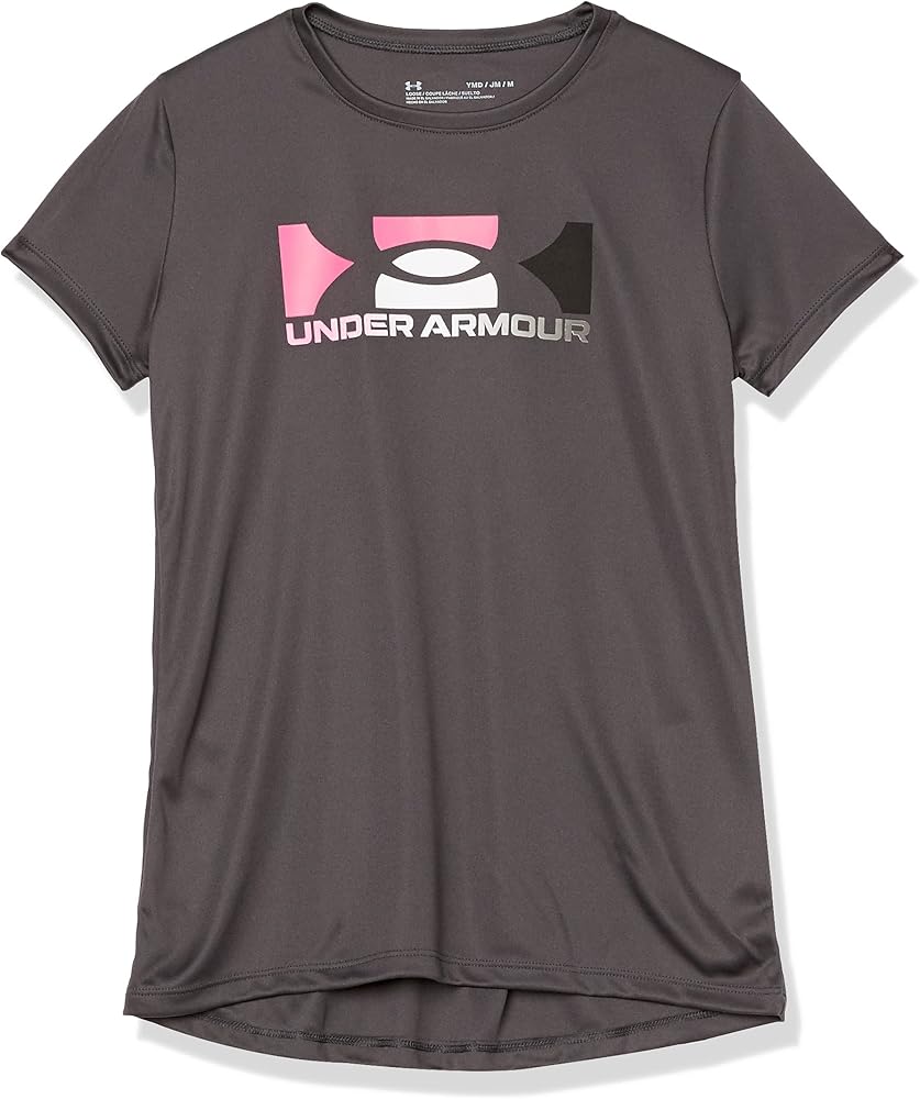 Under Armour Girls' Tech Solid Square Big Logo Crew Short Sleeve T-Shirt