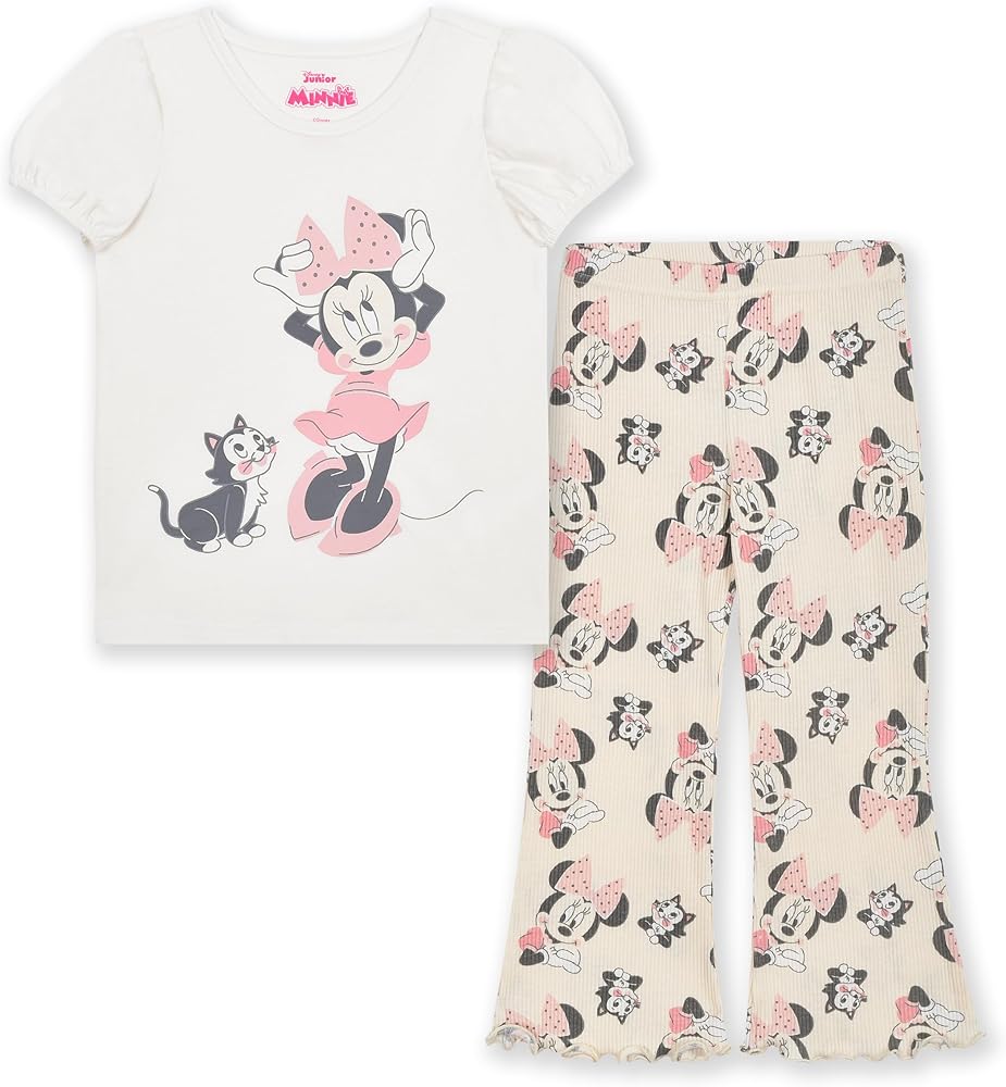 Disney Minnie Mouse Girls Short Sleeve T-Shirt and Pants Set for Toddlers and Big Kids