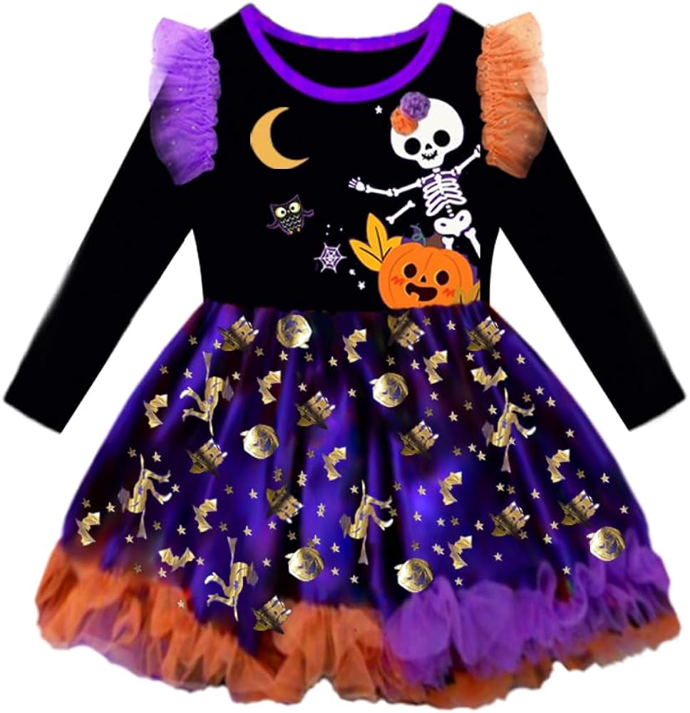 VIKITA Girls Dresses for Winter Long Sleeve Toddler Girls Clothes Party Tulle Halloween Dresses for Girls 3-12 Years