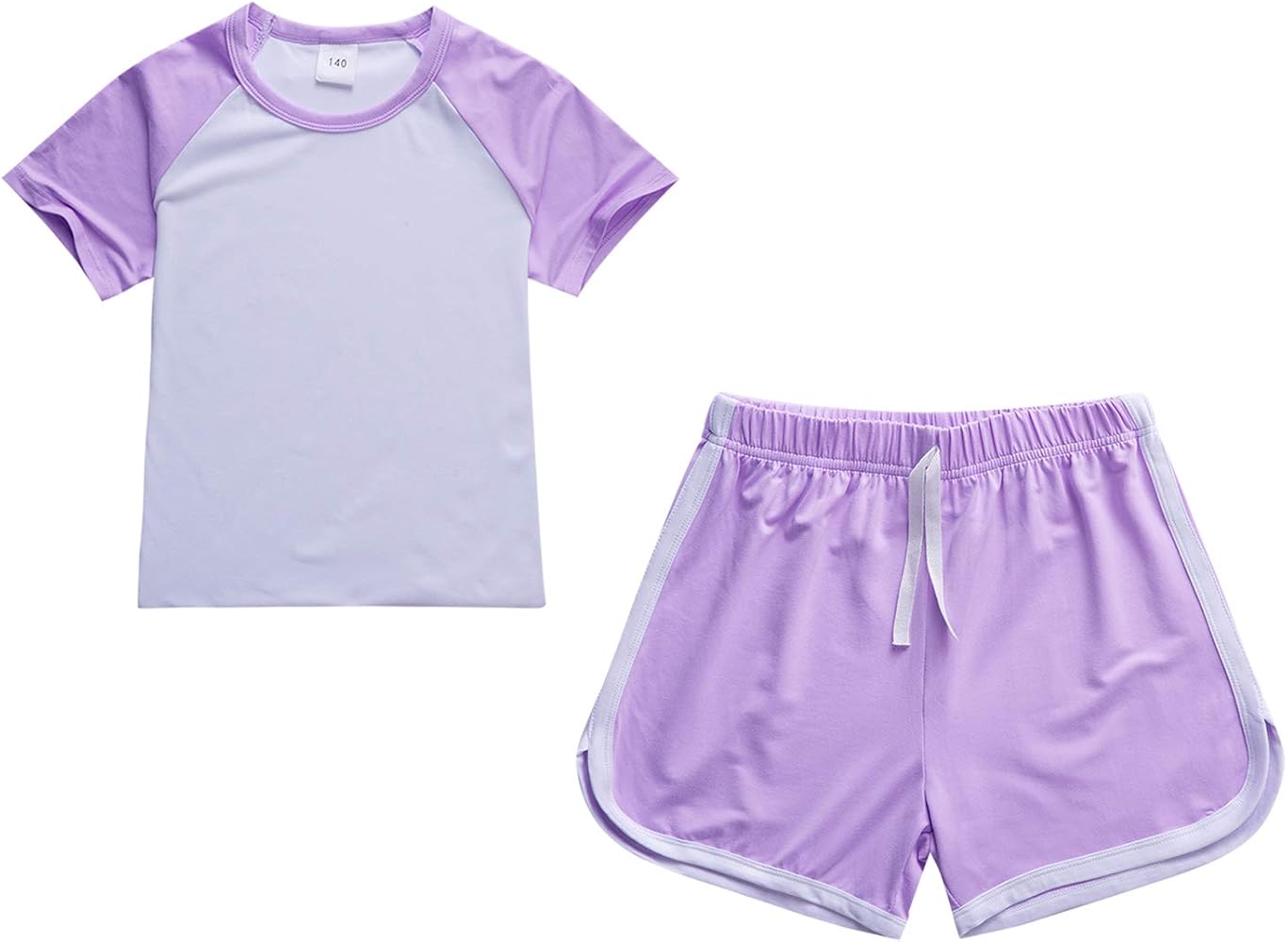 Girls Short Sleeve T-Shirts and Shorts Set Summer Clothing Outfits Sets Age 2-13 Years