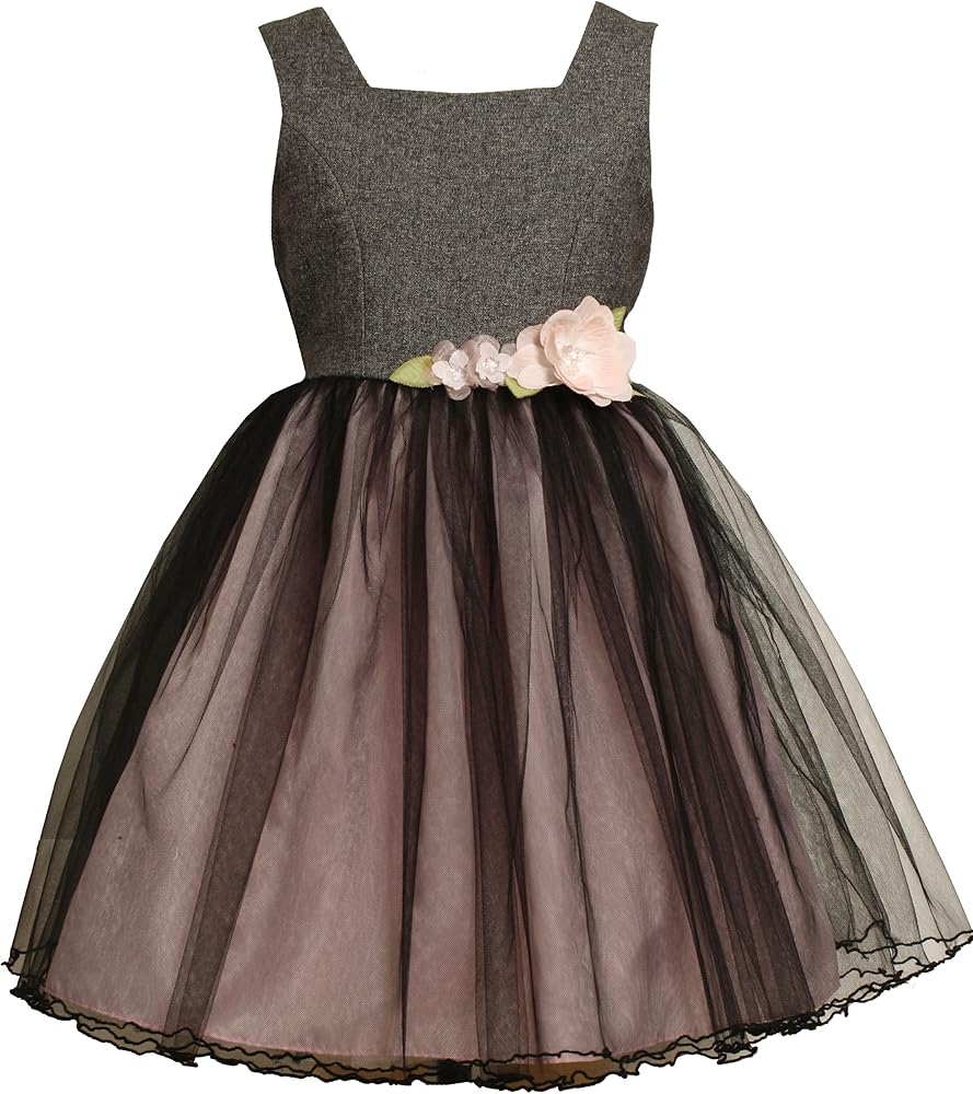 Bonnie Jean Little Girls' Dress Tweed Bodice To Tulle Skirt