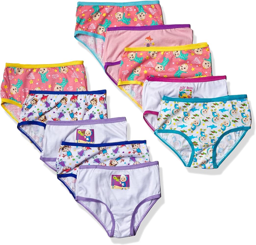 Coco Melon Girls' Amazon Exclusive 10-Pack 100% Combed Cotton Underwear in Sizes 18m, 2/3t and 4t