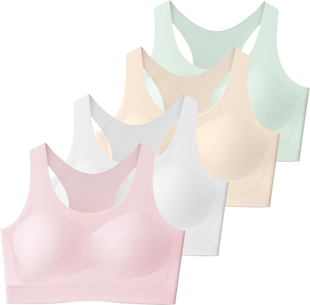 SALIA GIRL Seamless Training Bras for Girls 10-14, Racerback Sports Bra 12-16 Soft and Comfortable