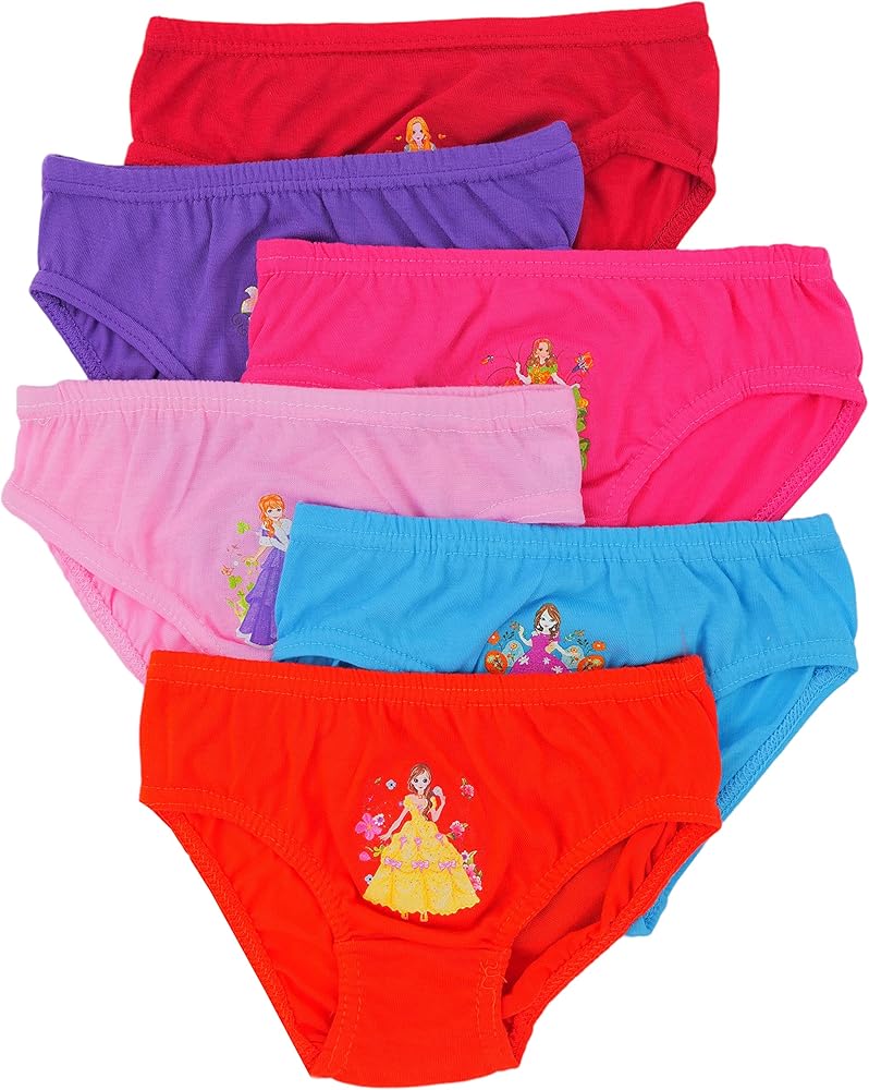 ToBeInStyle Girl’s Pack of 6 Colorful Comfortable Classic Cotton Bikini Panties