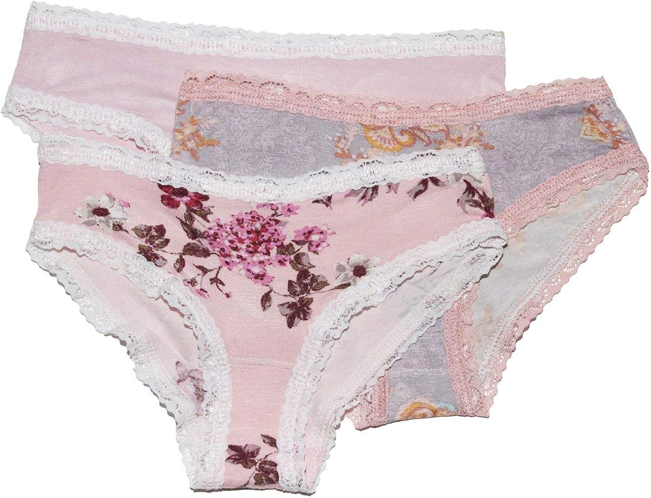 Kayla Girls 3 Pack Soft Lace Trimmed Underwear