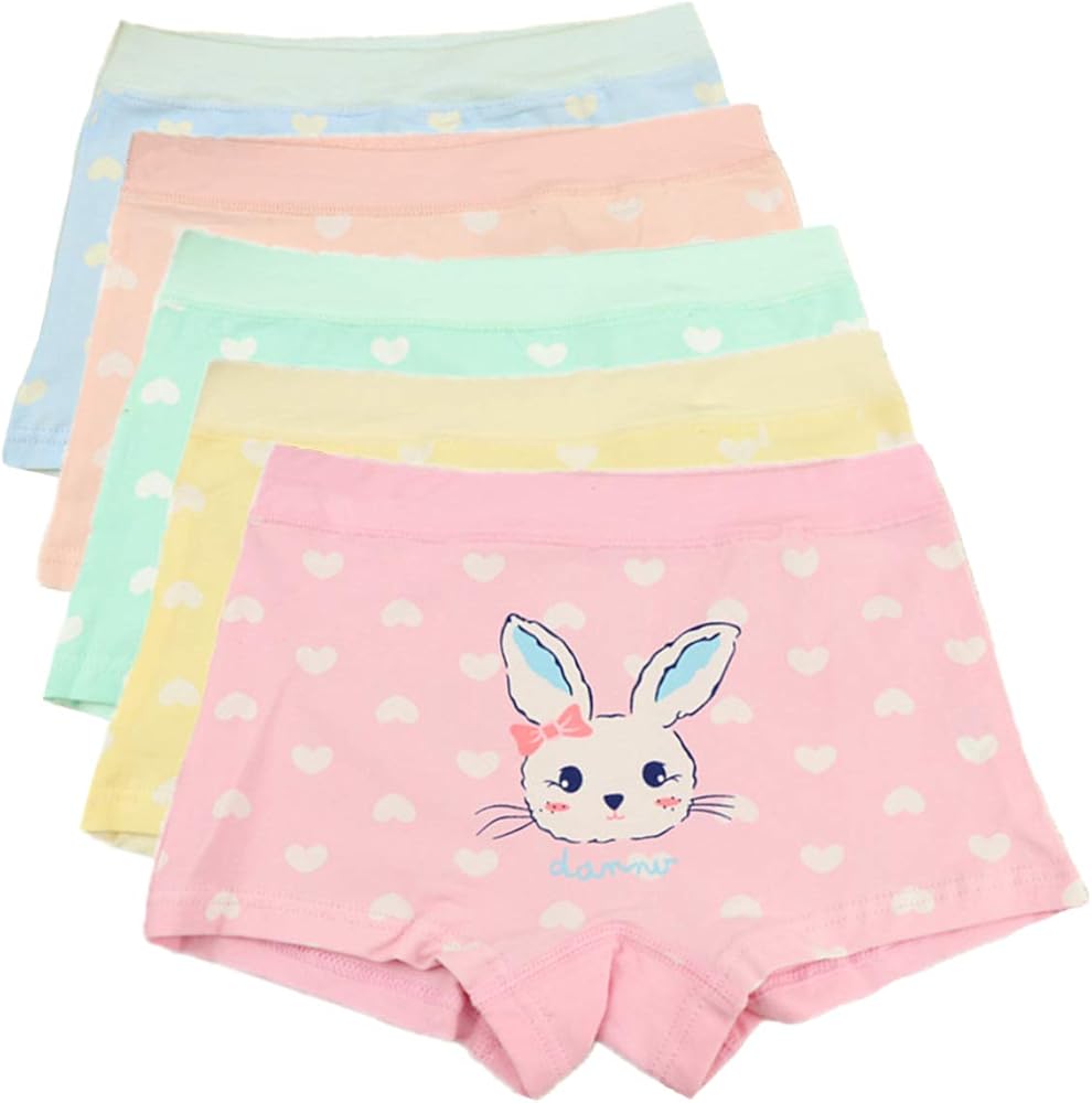 Cczmfeas Girls Underwear 5 Pack Brief Panties Cotton Boyshort Hipster Panties for Kids