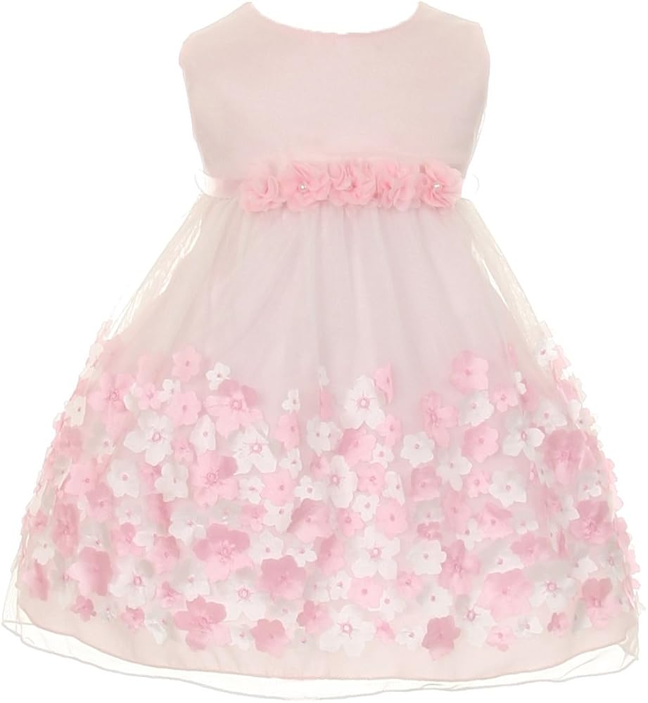 Kids Dream Baby Girls Pink Taffeta Flowers Sleeveless Easter Dress 24M