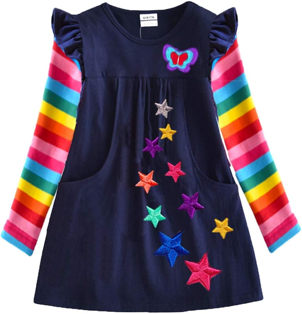 VIKITA Kid Girl Embroidery Dress Long Sleeve LH5808 3T