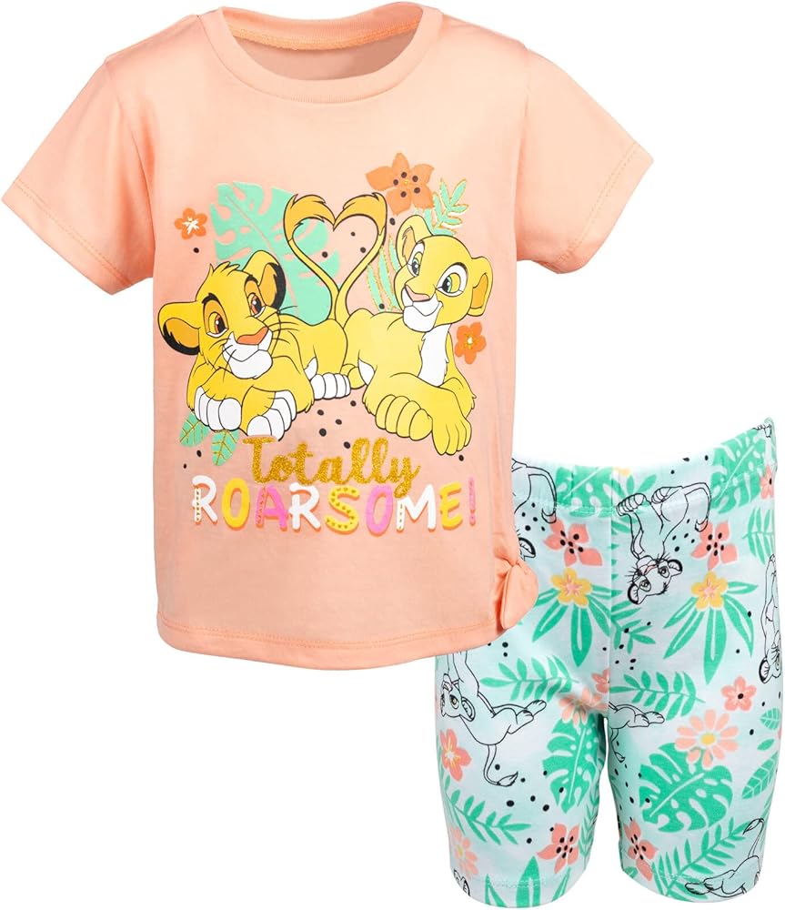 Disney Moana Winnie the Pooh Lion King Pixar Toy Story Lilo & Stitch T-Shirt & Shorts Outfit Set Little Kid to Big Kid