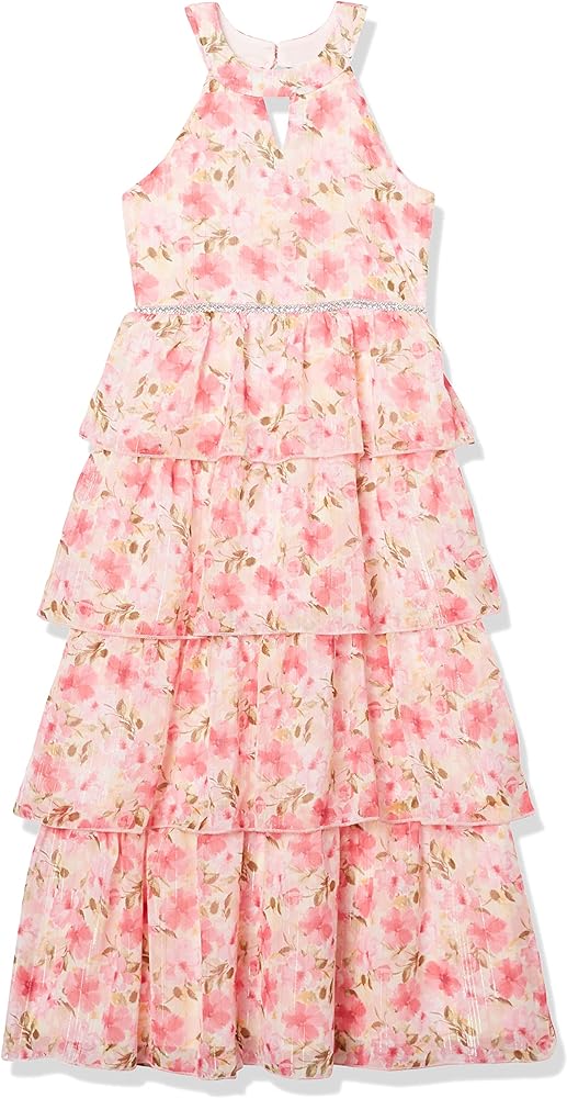 Speechless Girls' Full Length Tiered Ruffled Dress