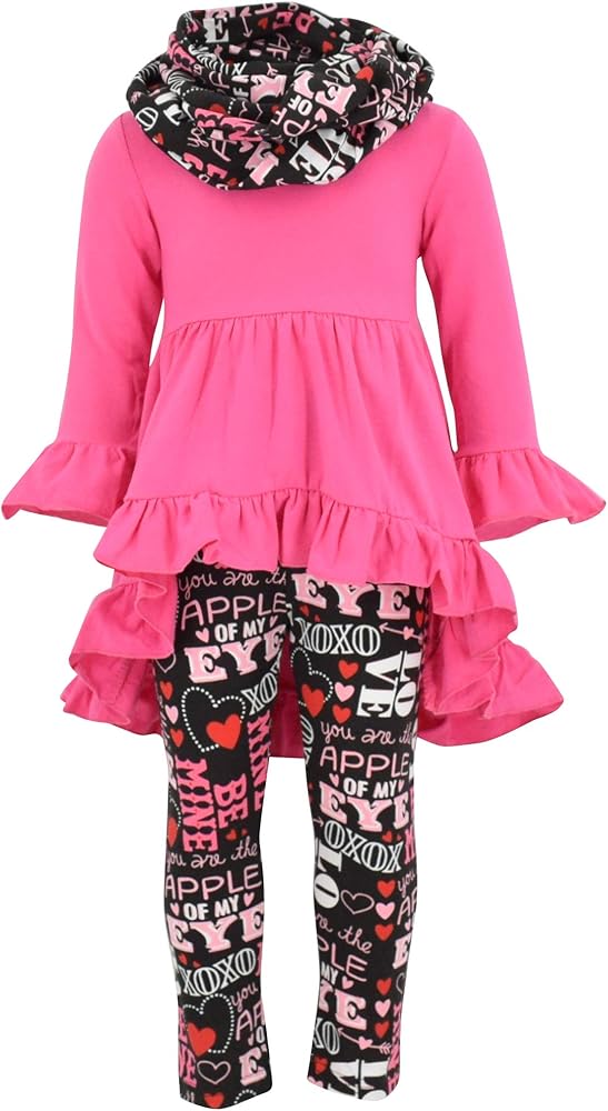 Unique Baby Girls Valentine's Day Outfit Ruffle Top Legging Set