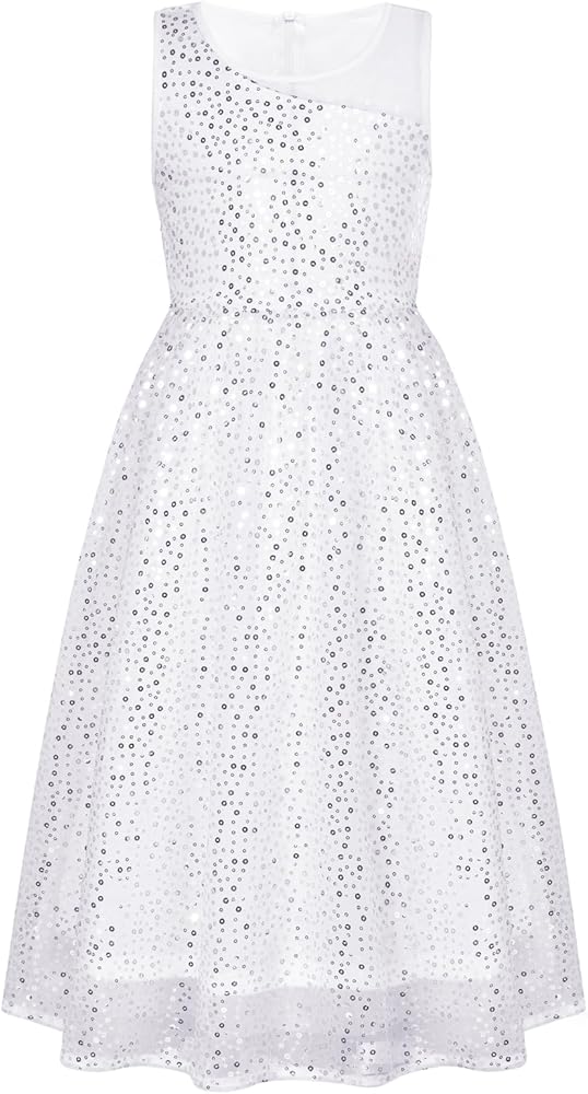 GRACE KARIN Girls Sequin Party Dress Sleeveless Sparkle Elegant A-Line Maxi Dresses 5-12Years