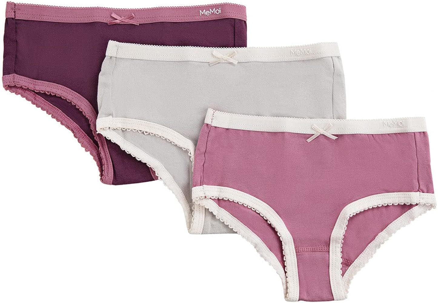 MeMoi Girl's Solid Cotton Briefs 3-Pack