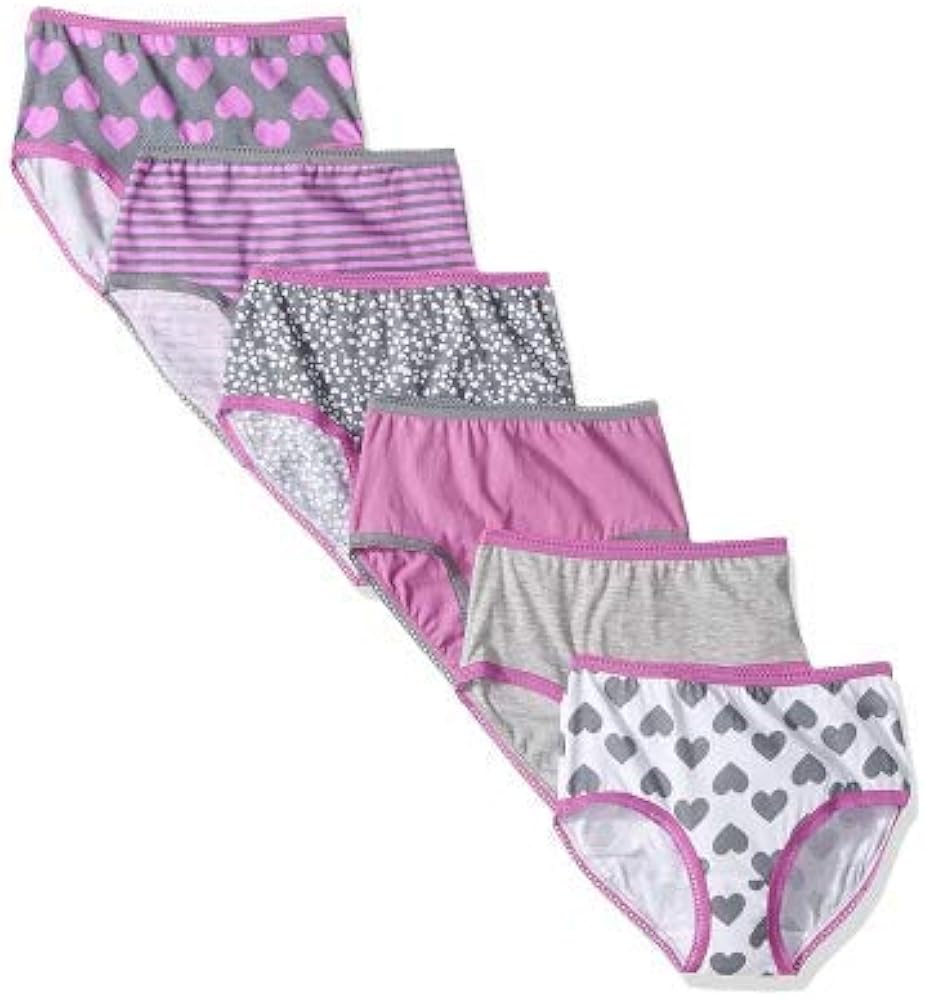 CHEROKEE girls Elastic Waist Lace Trim Hipster , 6 Pack Panties, Assorted 2, 8 US