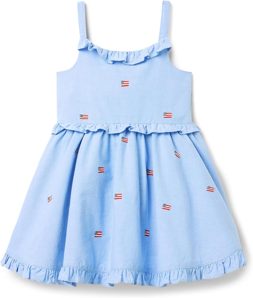 Janie and Jack Girls Embroidered Flag Dress (Toddler/Little Big Kid)