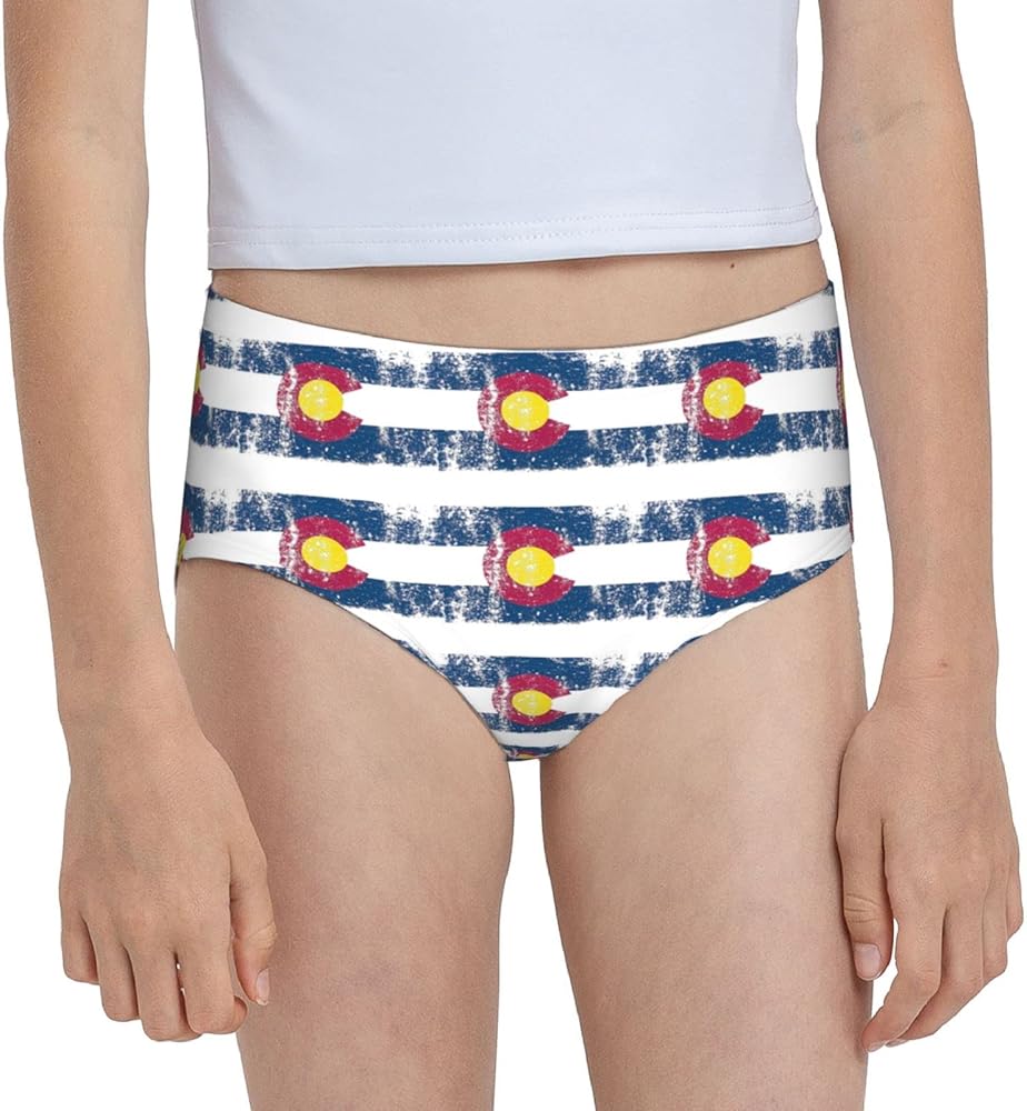 Augenstern Cotton Underwear Vintage Colorado State Flag Girls'Briefs Soft Underpants