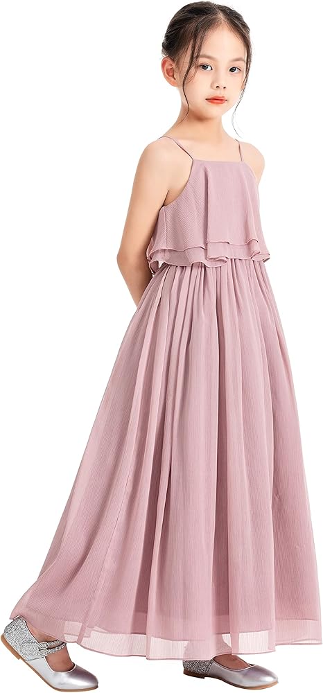 ekidsbridal A-Line Ruffle Chiffon Dresses for Toddler Girls Holy Baptism Gown 192 10