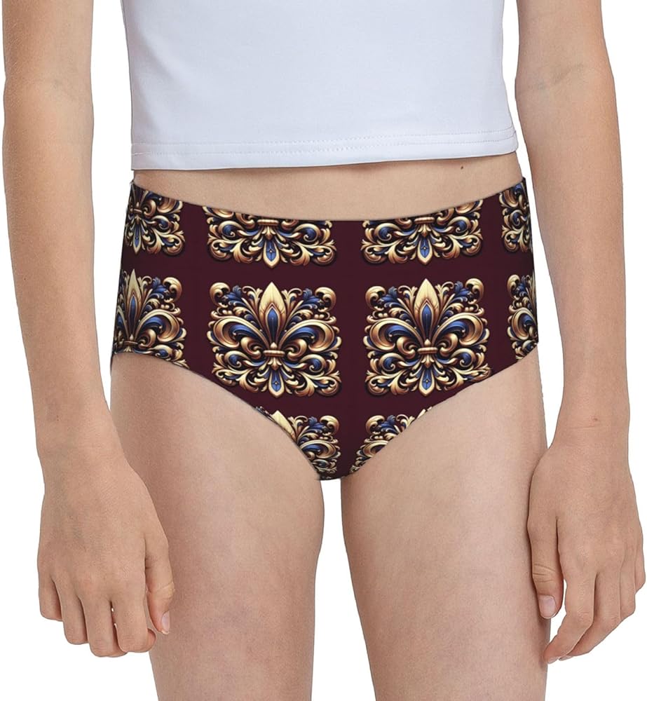 Augenstern Cotton Underwear Vintage-Fleur-De-Lis Girls'Briefs Soft Underpants