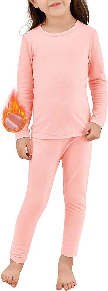 Girls Thermal Underwear Set Toddler Winter Soft Base Layer Kids Warm Long Johns for Girls Boys Classic Light Pink Medium (90) /2T-3T