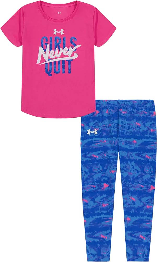 Under Armour girls Short Sleeve Tee and Legging Set, Durable Stretch and Lightweight