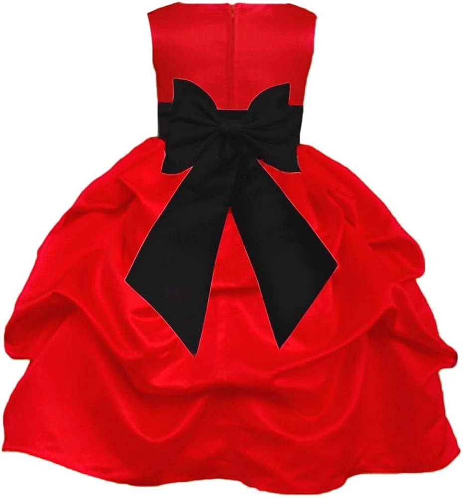 Prince Lover Pink Promise Christmas Red Flower Girl Wedding Holiday Pick Up Dress with Bow