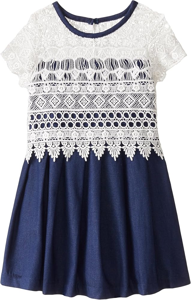 Rare Editions Little Girls' Lace Overlay Casual Dress