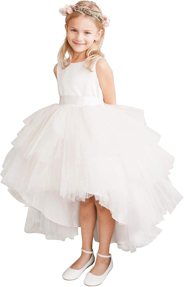 5658 Ruffled Tulle High Low Dress