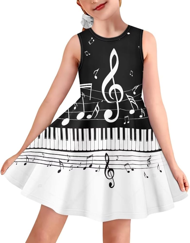 Piano&Note Jumper Skirt Size 9/10 for Girls Child,Kids Sleeveless Dress for Dancing Skating Teen Girl Trendy Clothes Daily Casual Dressing for Summer/Fall/Spring or Travel/Party/School