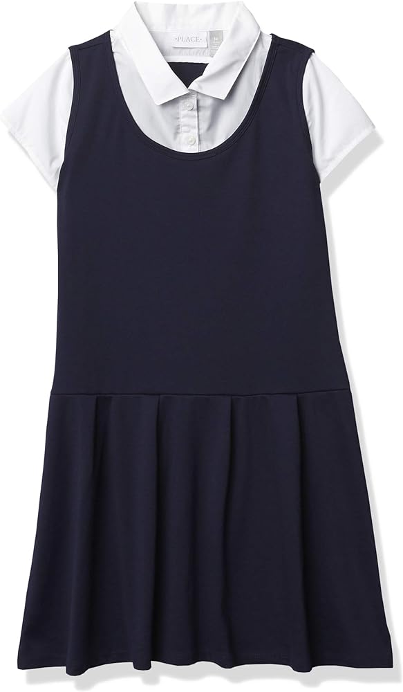 The Children's Place Girls' Uniform Ponte Knit 2 In 1 Dress