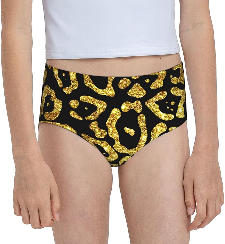 Augenstern Cotton Underwear Jaguar-Glitter-Gold-Skin Girls'Briefs Soft Underpants