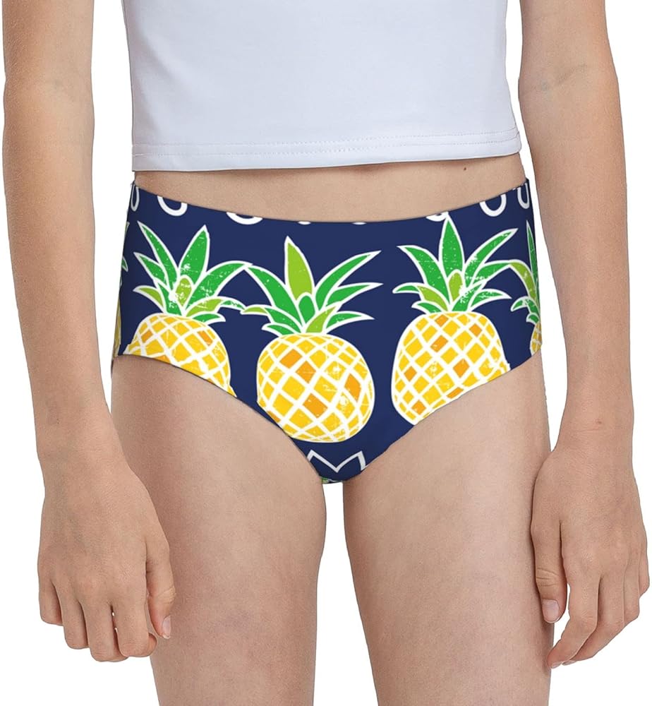 Augenstern Cotton Underwear Pineapple-Navy-Pattern Girls'Briefs Soft Underpants