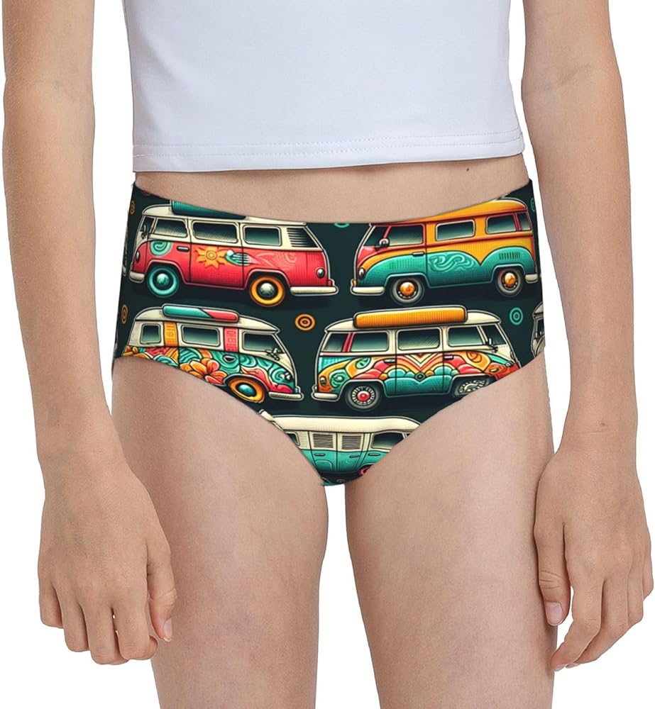 Augenstern Cotton Underwear Colorful-Bus-Camper Girls'Briefs Soft Underpants