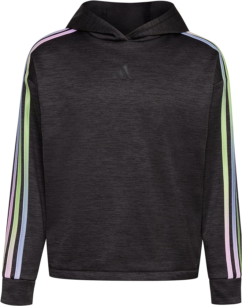 adidas Girls Long Sleeve Mélange Hooded Fleece Pullover