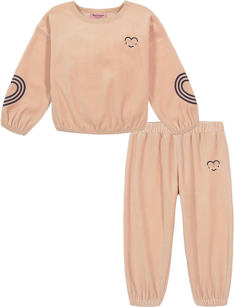 Juicy Couture girls 2 Piece Crew Velour Set