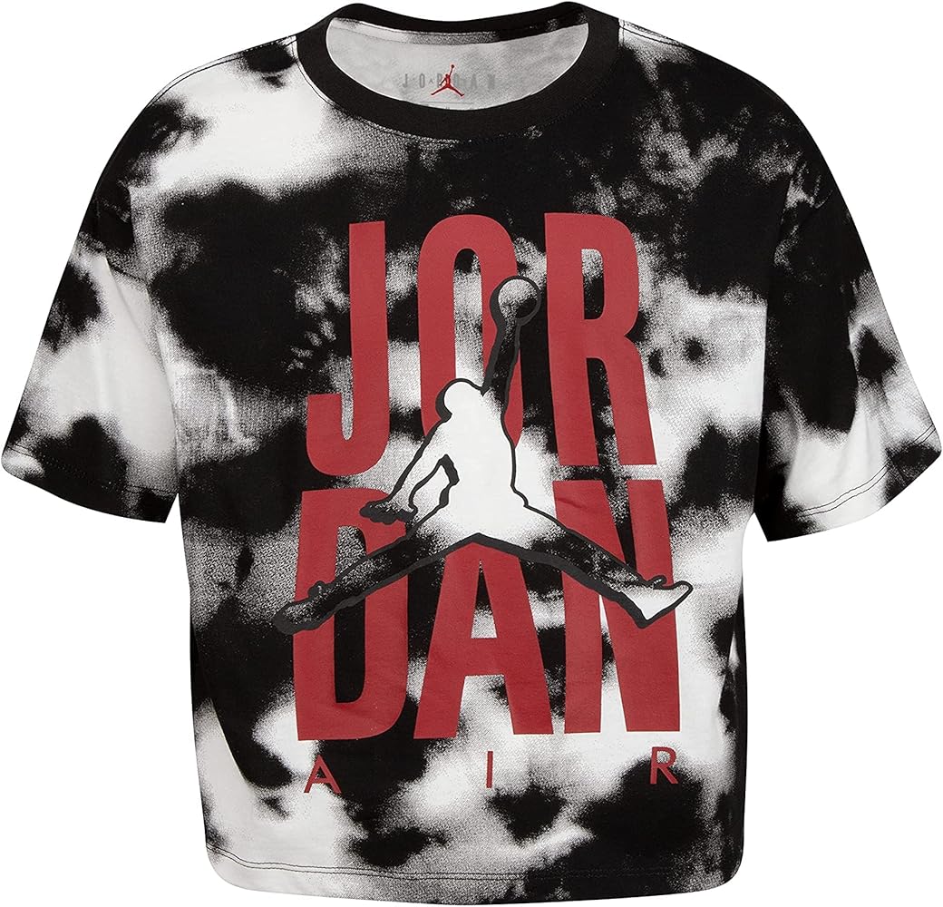 Jordan Girl's Tie-Dye Air Tee (Little Kids/Big Kids) Black/Tie-Dye SM (7 Little Kid)