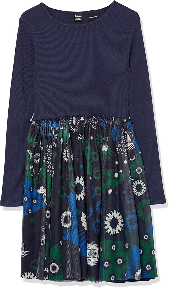 Desigual Girl Knit Dress Long Sleeve, Blue