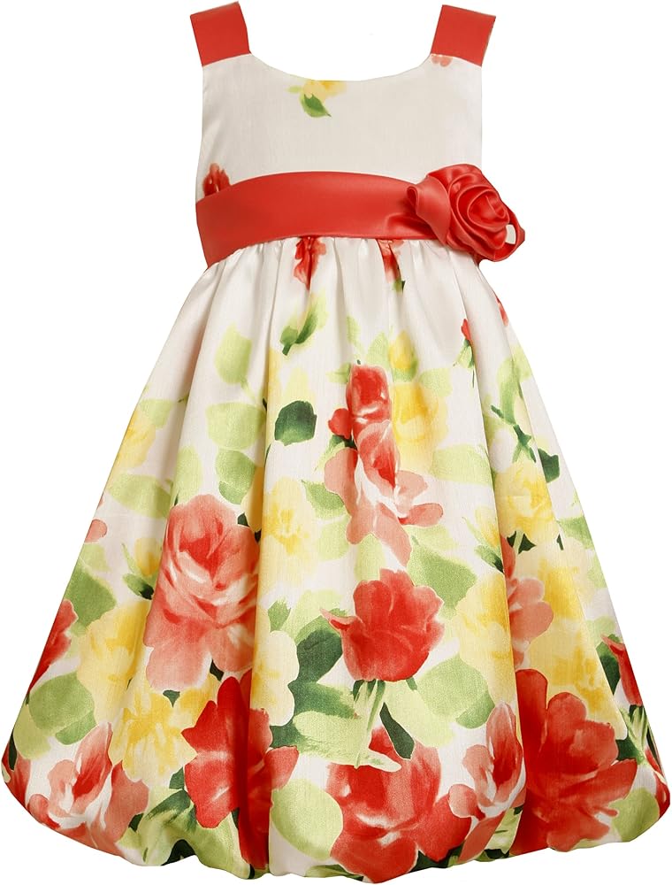 Bonnie Jean Big Girls' Floral Print Shantung Bubble Dress