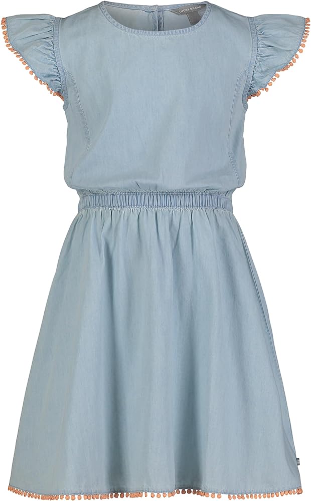 Lucky Brand Girls' Short Sleeve Denim Chambray Shirt Dress