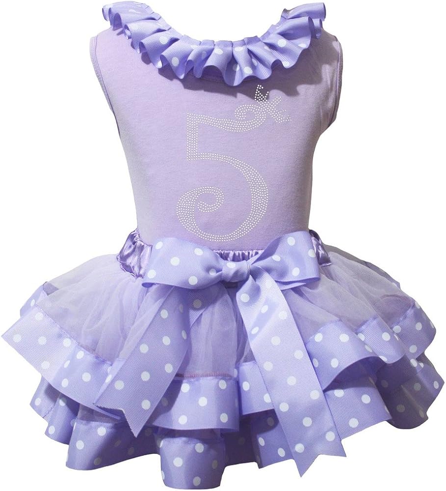 Petitebella Bling 5th Lavender Shirt Dots Ribbon Petal Skirt Nb-8y