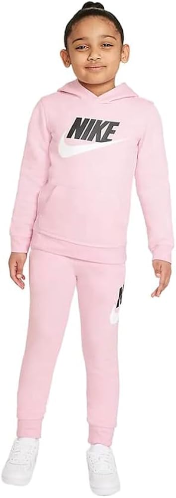 Nike Girls Toddler Club HBR Pullover Hoddie Joggers And Pants Set (US, Numeric, 13, Regular, Pink)