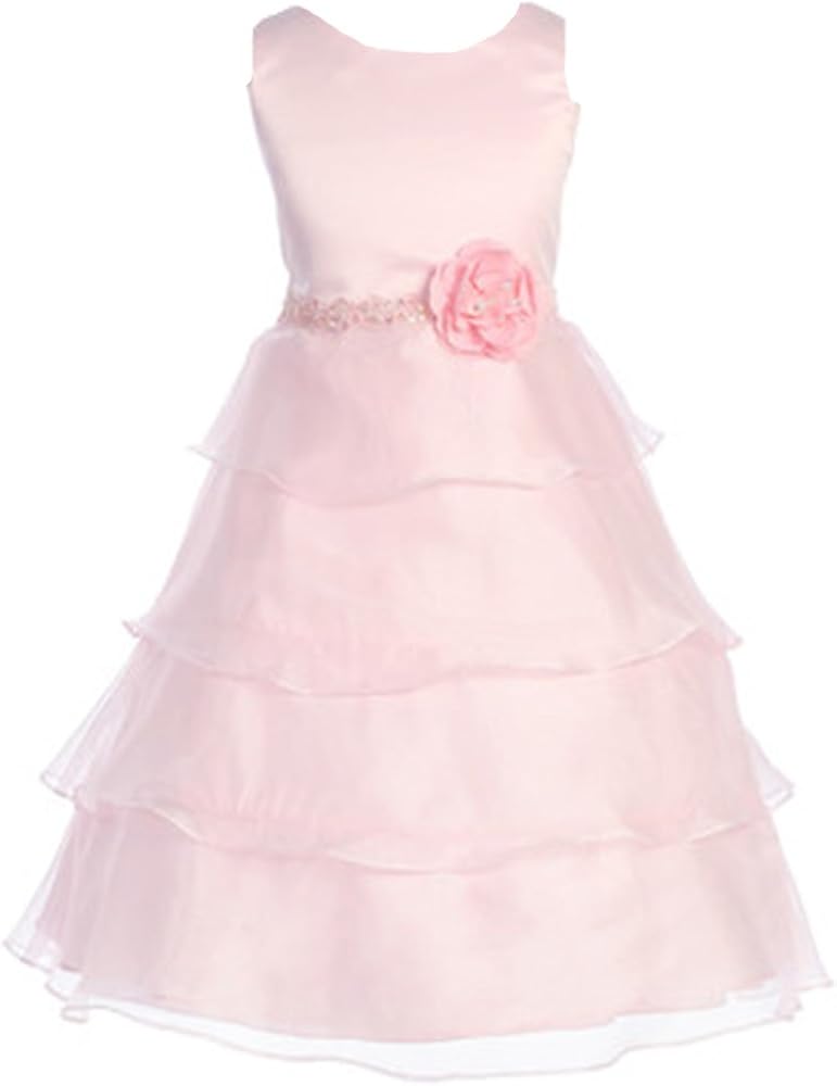 Girls New Organza Tiered Flower Girl Dress