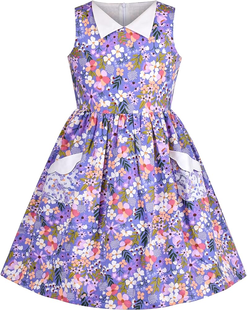 Sunny Fashion Girls Dress Blue Flower Print