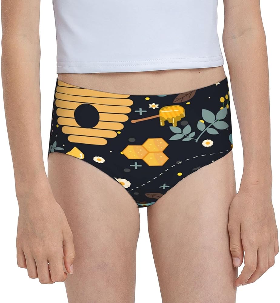 Augenstern Cotton Underwear Honeycomb Honey Bee Girls'Briefs Soft Underpants