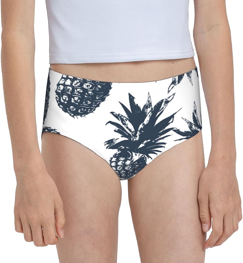 Augenstern Cotton Underwear Pineapple-Navy-White Girls'Briefs Soft Underpants